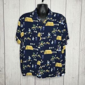 Bluey BoxLunch Jean Luc Camping Button Up Shirt XL Rayon Cartoon